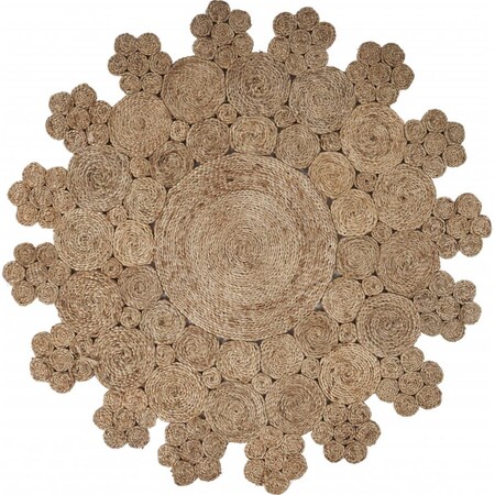 Homeroots 48 x 48 in. Dazzling Concentric Natural Boutique Jute Rug 394222